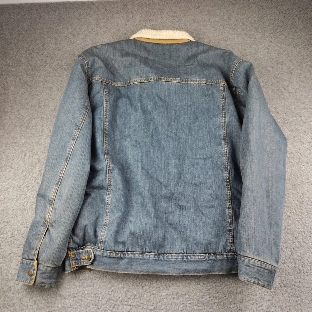 Wrangler Denim Trucker Jacket Sherpa Lined Collar Mens Medium Relaxed Western